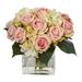 11" Rose and Hydrangea Artificial Floral Arrangement in Vase
