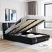 Modern Queen Size Faux Leather Upholstered Platform Bed with Storage