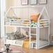 Twin over Twin House Bunk Bed with Built-in Ladder, Twin Size Bunk Bed with Safety Rail for Kids, Bottom Bed Frame Not Included