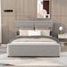 Contemporary Full Size Upholstered Linen Platform Bed with Hidden Storage