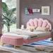 Velvet Queen Size 2 Pieces Bedroom Sets LED Bed and Ottoman