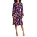 Floral Twist Neck Long Sleeve Midi Dress - Red - Maggy London Dresses