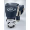 Ampro Hybrid Powertech Hook and Loop Sparring Glove - Sparring/Bag/Spar/Boxing/Training (Navy/Grey, 20oz)