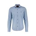 Langarmhemd LERROS "LERROS Hemd in Dobby-Struktur, kariert" Gr. 4XL, e x traweit, blau (deep blue) Herren Hemden Oberhemden