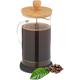 Relaxdays Coffee Maker, Manual Stamp Pot, Strainer Insert, Glass Pot with Bamboo Lid, 1000 ml, Transparent/Natural