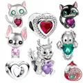 Dragon Cantum Cat & Chihuahua Embrasses Coussins Gemstone Charm Bead 925 Sterling Silver Fit