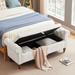 63" Upholstered Storage Bench, Button-Tufted Large Storage Ottoman Bench for Bedroom End of Bed, Rolled Armed Bench