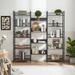 Triple Wide 5-Shelf Bookshelves, Industrial Style Large Open Bookcase, Home Office Display Shelf Living Room Plant Stand