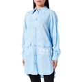 Love Moschino Women's Relaxed fit Long-Sleeved shirtl with Love Print Shirt, Light Blue, 42