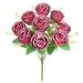 Set of 2 Dusty Burgundy Artificial Vintage Cabbage Rose Flower Stem Bush Bouquet 17in - 17" L x 10" W x 10" DP