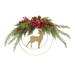 Reindeer and Pine Christmas Artificial Half Wreath, 33-Inch, Unlit - Green