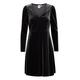 ICHI IHLAVANNY DR2 Damen Freizeitkleid Kleid Minikleid Samt Herzausschnitt Langarm Regular-Fit, Größe:M, Farbe:Black (194008)
