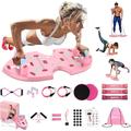 LALAHIGH Home Gym Equipment, Upgraded Push Up Board, 32 in 1 Home Workout Set mit Faltbarer Push Up Bar, Widerstandsbänder, Core Slider für Körperstraffung & Krafttraining - Premium Pink Edition