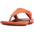 Fitflop Women's Gracie Rubber-Buckle Leather Toe-Post Sandals Flat, Sunshine Coral, 8 UK