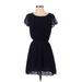 La Chapelle Sport Casual Dress - Mini Scoop Neck Short sleeves: Blue Print Dresses - Women's Size 36