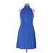 Marc New York Casual Dress - A-Line Turtleneck Sleeveless: Blue Print Dresses - Women's Size 6