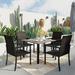 Latitude Run® Fukumi Square 4 - Person 37.8" Long Outdoor Dining Set Metal in Black/Brown | 37.8 W x 37.8 D in | Wayfair