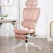 Inbox Zero Gracehill Ergonomic Mesh office Chair w/ Headrest & Retractable Footrest Upholstered/Mesh in Pink | 53 H x 30 W x 30 D in | Wayfair