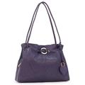 Gigi - Ladies Leather Shoulder Bag - Medium Tote Handbag With Multiple Compartments - With Heart Keyring Charm - OTHELLO 4323 - Purple