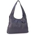 Gigi - Ladies Medium Leather Shoulder Bag - Tote Handbag With Multiple Compartments - With Heart Keyring Charm - OTHELLO 4326 - Dark Blue/Navy
