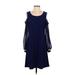 MSK Cocktail Dress - A-Line Scoop Neck 3/4 sleeves: Blue Print Dresses - Women's Size 2