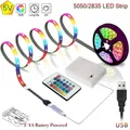 LED strip light 3AA battery with USB socket 5V 5050 SMD flexible color strip lamp suitable for room