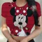 Mickey Crop Top Minnie Mouse Y2k Print T-shirts Cartoon Woman Clothes Slim Fit Women's T-shirt