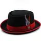 Fashion Women Men Pork Pie Hat Dad Wool Flat Fedora Hat Lady Gentleman Gambler Panama Trilby Hat