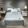 2023 Newest Products Pure Color Embroidered ice Silk Mat Bed Cover fitted sheet Pillowcases 3 pcs