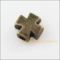30New Tiny Smooth Cross Charms Antiqued Bronze Color Spacer Beads 8mm