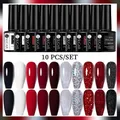 UR SUGAR 10PCS Color Gel Nail Polish Set White Black Red Pink Glitter Nail Art Semi Permanent Soak