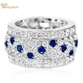 Wong Rain 18K Gold Plated Luxury 925 Sterling Silver Lab Sapphire High Carbon Diamonds Gemstone Ring