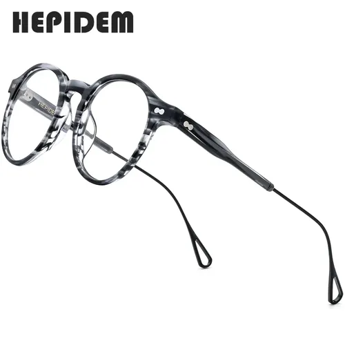 HEPIDEM Acetat Optische Brillen Rahmen für Frauen Retro Vintage Runde Brillen Männer Nerd Rezept