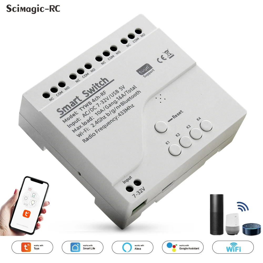 Tuya Smart Wifi Schalter Modul 5V 12V 24V 220V APP Fernbedienung Tipp Selbst Locking Relais sprachsteuerung Alexa Google Hause Image