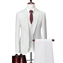Männer Business Blazer Jacke Weste Hose High-End Hochzeit Bräutigam Anzug 3 Stück Sets Mantel Hosen Große Größe Kleid S-5XL 2023
