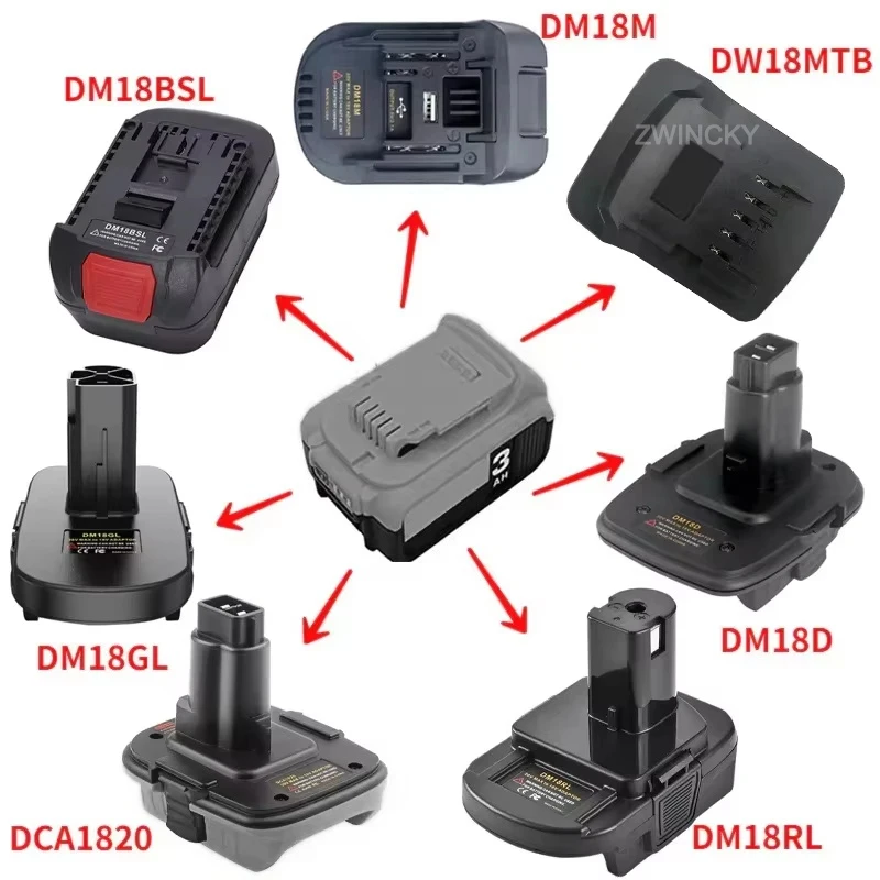 Batteriekonverter-Adapter für Dewal/Milwaukee/Makita/Bosch/Ryobi/Metabo NiCad & NiMh Werkzeug für Dewal 18V Li-Ionen-Akku DM18RL Image