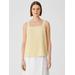 Silk Georgette Crepe Square Neck Tank - Green - Eileen Fisher Tops