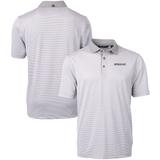 Men's Cutter & Buck Gray/White Spelman College Jaguars Big Tall Virtue Eco Pique Micro Stripe Recycled Polo