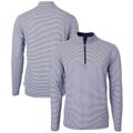 Men's Cutter & Buck Navy/White Notre Dame Fighting Irish Big Tall Virtue Eco Pique Micro Stripe Recycled Quarter-Zip Pullover Top