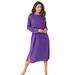 Plus Size Women's Long-Sleeve Henley Print Sleepshirt by Dreams & Co. in Plum Burst Dot (Size 5X/6X) Nightgown