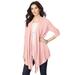 Plus Size Women's Fine-Gauge Handkerchief Hem Cardigan by Roaman's in Soft Blush (Size 4X) Sweater