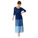 Plus Size Women's Colorblock Tiered Dress by Woman Within in Blue Coast Colorblock (Size M)