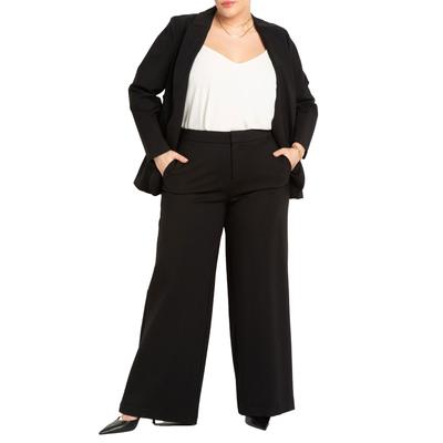 Plus Size Women's The Ultimate Wide Leg Stretch Work Pant by ELOQUII in Totally Black (Size 16)