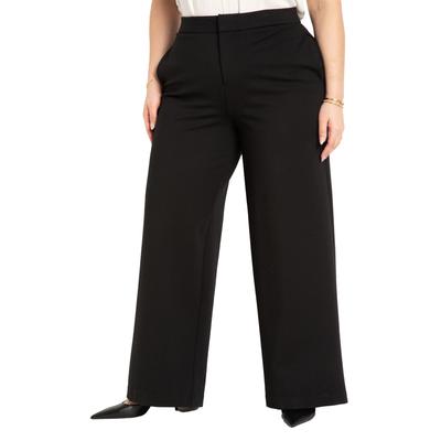 Plus Size Women's The Ultimate Wide Leg Stretch Work Pant by ELOQUII in Totally Black (Size 16)