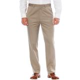 Men's Big & Tall KS Signature No Hassle® Classic Fit Expandable Waist Plain Front Dress Pants by KS Signature in Taupe (Size 50 38)