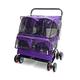 Pet Stroller Double Pet Travel Stroller Dog Cat Pushchair Foldable, Pet Buggy for Pets Cats Black Purple with Rain Cover Max Loading 30kg