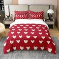 Red White 100% Cotton Duvet Cover Single Cute Heart Pattern Bed Sets for Kids Boys Girls Valentine Day Gift Bedding Set Cartoon Love Geometric Bedspread Cover Love Heart Soft Breathable Quilt Cover