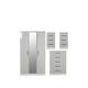 Swift Montreal Gloss Ready Assembled 4 Piece Package - 3 Door Mirrored Wardrobe, 5 Drawer Chest And 2 Bedside Chests - Fsc® Certified