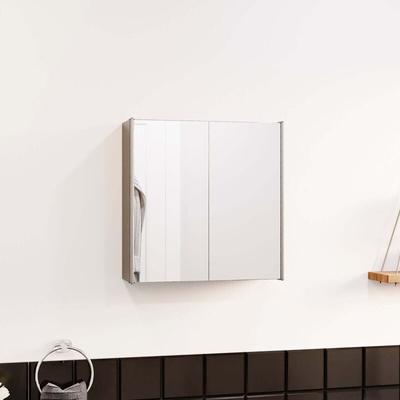 Home Discount - Tiano 2 Tür Badezimmer Schrank Edelstahl, Spiegel Wandhängend Image