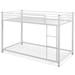 Costway Low Profile Twin Over Twin Metal Bunk Bed with Full-length Guardrails-White